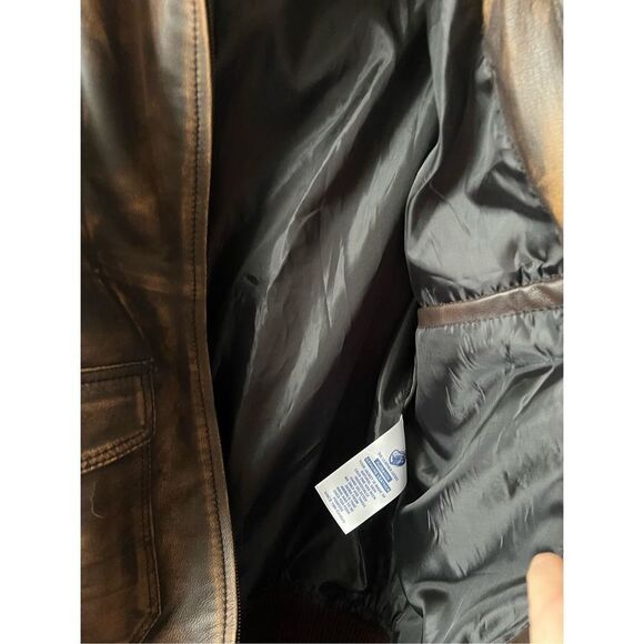 The leather Gem G-1 Aviator A-2 Bomber Brown Navy Flight Jacket 2X - Picture 7 of 8